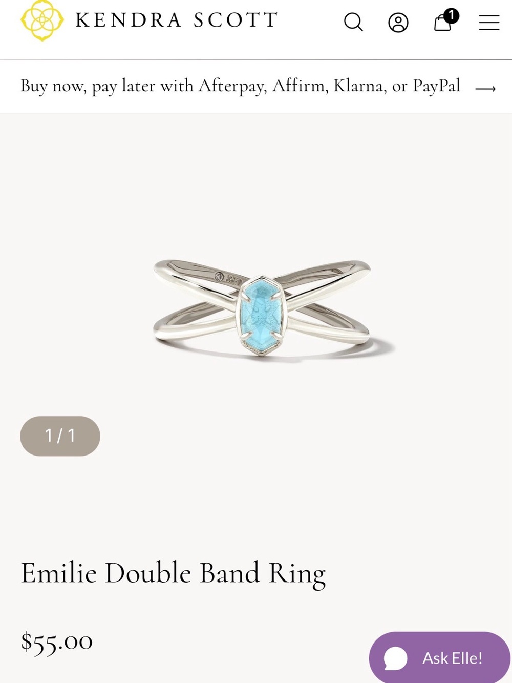 Kendra Scott Emilie Double Band Ring in teal